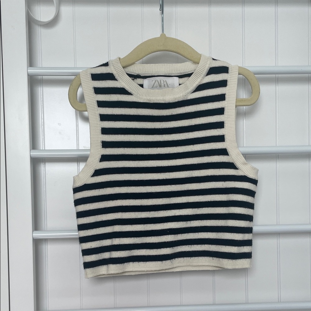 Zara kids Black and White Striped Crop Top